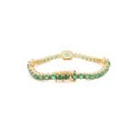 14K Solid Gold Emerald Diamond Bracelet - Image 5