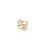 Natural Diamond Flower By Pass Ring in 14k Gold