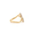 Natural Diamond Flower By Pass Ring in 14k Gold - Image 7