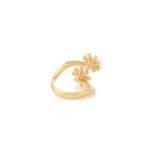 Natural Diamond Flower By Pass Ring in 14k Gold - Image 6