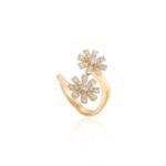Natural Diamond Flower By Pass Ring in 14k Gold - Image 4