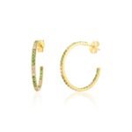 14K Solid Gold Tsavorite C-Hoop Earrings - Image 3