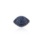 14K Solid Gold Blue Sapphire Cluster Ring