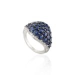 14K Solid Gold Blue Sapphire Cluster Ring - Image 4