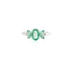 14K Solid Gold Emerald Flower Shape Ring