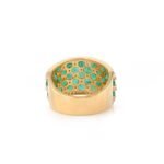14K Solid Gold Emerald Diamond Wide Band - Image 8