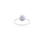 14K Solid Gold Ruby Blue Sapphire & Diamond Flower Shape Ring - Image 4