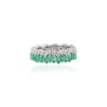 14K Solid Gold Emerald Diamond Eternity Band