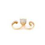 14K Solid Yellow Gold 2.06 Cts Diamond Panther Double Finger Ring - Image 7