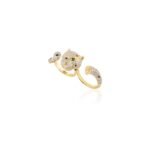 14K Solid Yellow Gold 2.06 Cts Diamond Panther Double Finger Ring - Image 6