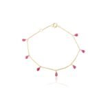 14K Solid Gold Ruby Charm Bracelet - Image 4