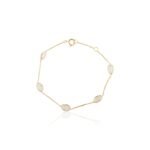 14K Solid Gold Rainbow Moonstone Chain Bracelet - Image 5