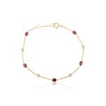 14K Solid Gold Ruby Diamond Chain Bracelet - Image 5