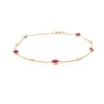 14K Solid Gold Ruby Diamond Chain Bracelet