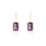 14K Solid Gold Amethyst Dangle Earrings