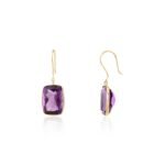 14K Solid Gold Amethyst Dangle Earrings - Image 4