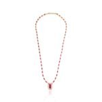 14K Solid Gold Ruby Diamond Necklace