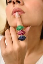 14K Solid Gold Blue Sapphire Cluster Ring - Image 6