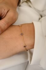 14K Solid Gold Pear Cut Chain Bracelet - Image 5