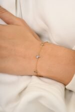 14K Solid Gold Pear Cut Chain Bracelet - Image 3