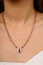 14K Solid Gold Ruby Diamond Necklace - Image 6
