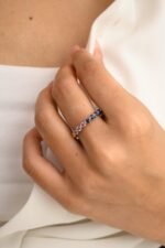 14K Solid Gold Multi Sapphire Eternity Band - Image 2