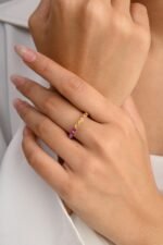 14K Solid Gold Multi Sapphire Eternity Band - Image 5