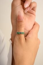 14K Solid Gold Emerald Sapphire Ring - Image 6