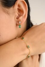 14K Solid Gold Emerald Chain Bracelet - Image 3