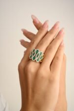 14K Solid Gold 2.16 Carat Emerald Diamond Cluster Ring - Image 2