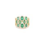 14K Solid Gold 2.16 Carat Emerald Diamond Cluster Ring