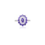 14K Solid Gold Tanzanite Diamond Statement Ring