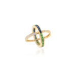 14K Solid Gold Emerald Sapphire Diamond Convertible Magic Ring - Image 3