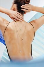 14K Solid Gold Emerald & Halo Diamond Chain Necklace - Image 2