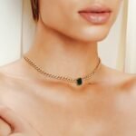 14K Solid Gold Curb Chain Choker Necklace - Image 2