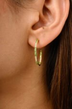 14K Solid Gold Tsavorite C-Hoop Earrings - Image 4