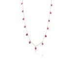 14K Solid Gold Ruby Station Necklace