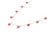 14K Solid Gold Ruby Station Necklace - Image 4