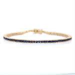 18k Solid Gold Blue Sapphire Tennis Bracelet