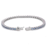 18k Solid Gold Blue Sapphire Tennis Bracelet - Image 2