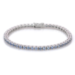 18k Solid Gold Blue Sapphire Tennis Bracelet - Image 4