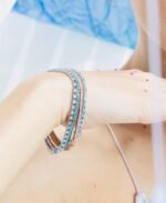 18k Solid Gold Sapphire & Diamond Sleek Bracelet - Image 4