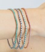 18k Solid Gold Pink Sapphire Sleek Bracelet - Image 5