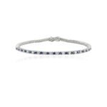 18k Solid Gold Sapphire & Diamond Sleek Bracelet