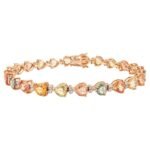 14K Solid Gold Multi Sapphire Heart Tennis Bracelet - Image 7