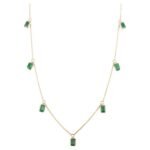 14K Solid Gold Emerald Charm Necklace