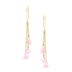 18k Solid Gold Droplets Pink Sapphire Dangle Earrings