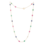 14K Solid Gold Multi-Gemstone Chain Necklace