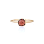 14K Solid Gold Cushion Cut Garnet Ring