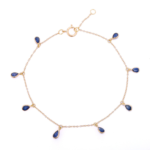 18k Solid Gold Blue Sapphire Charm Bracelet